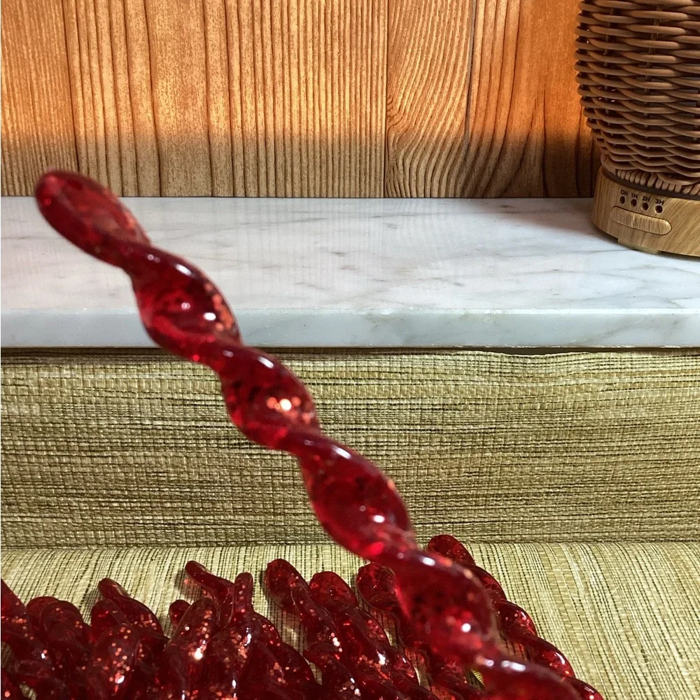 Vintage Acyrlic Plastic 8” Red with Glitter Icicles lot f 29